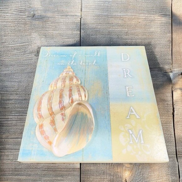 Vintage Resin Wall Hanging Art Plaque Set 2 Ocean Shell Theme Nautical Decor VTG - Picture 2 of 12